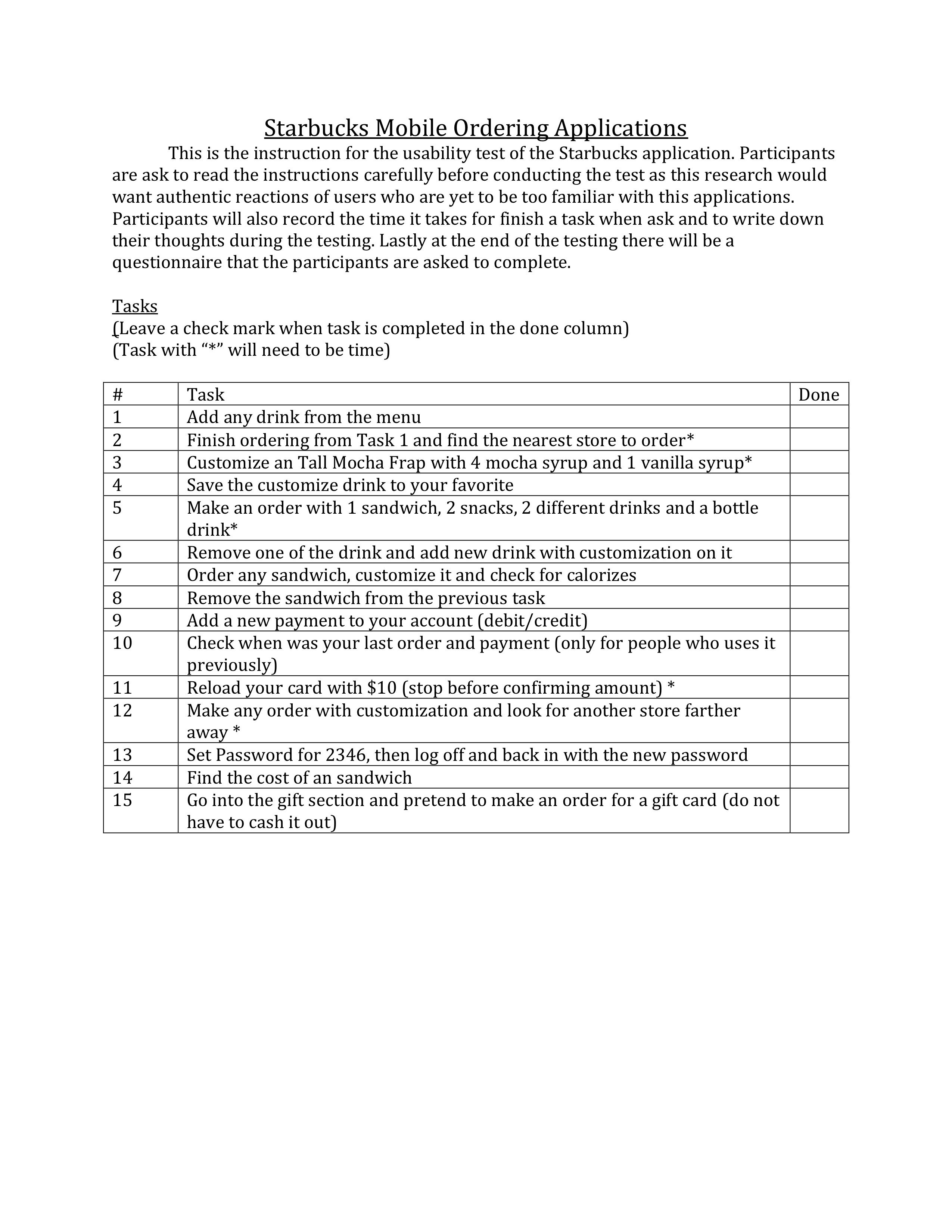 Starbucks Mobile Ordering Applications